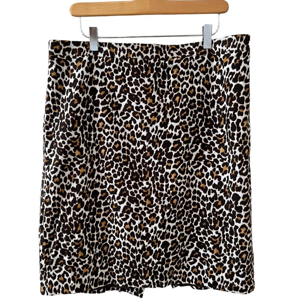 J Crew animal print linen pencil skirt 12